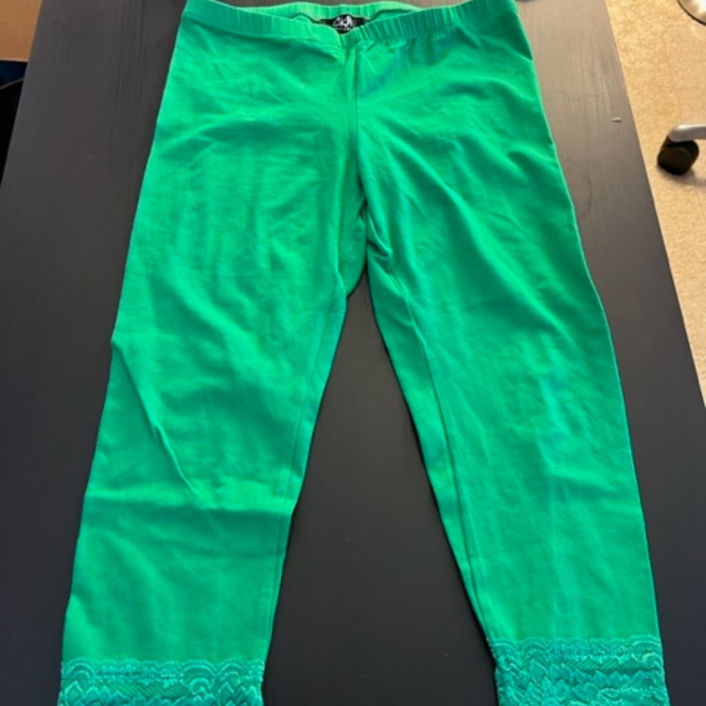 Green CKM Lace Edged Tights - Sz S